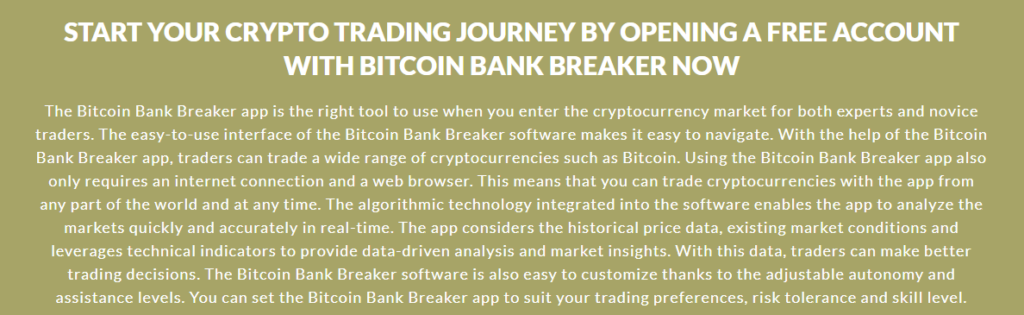 Bitcoin Bank Breaker start trading
