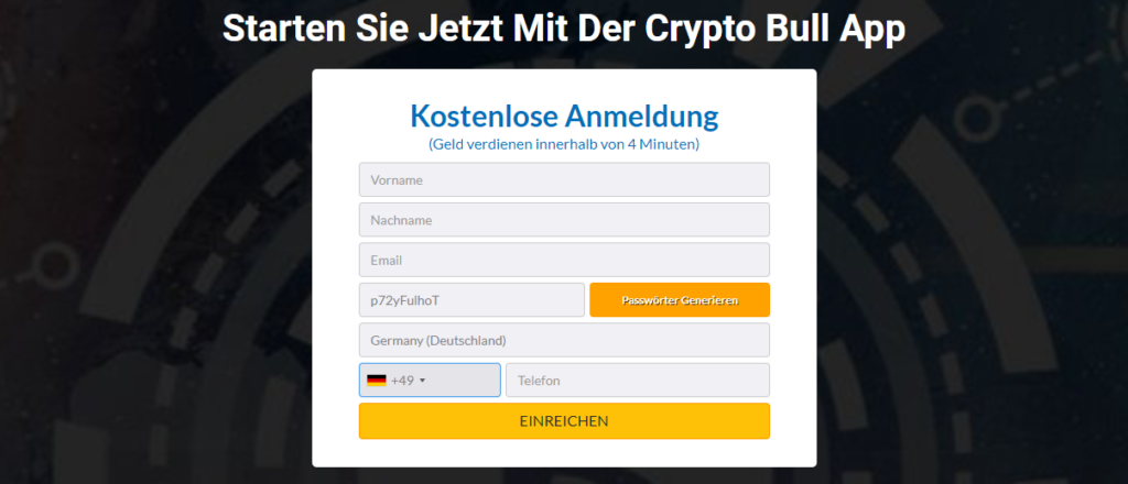 Crypto Bull registration